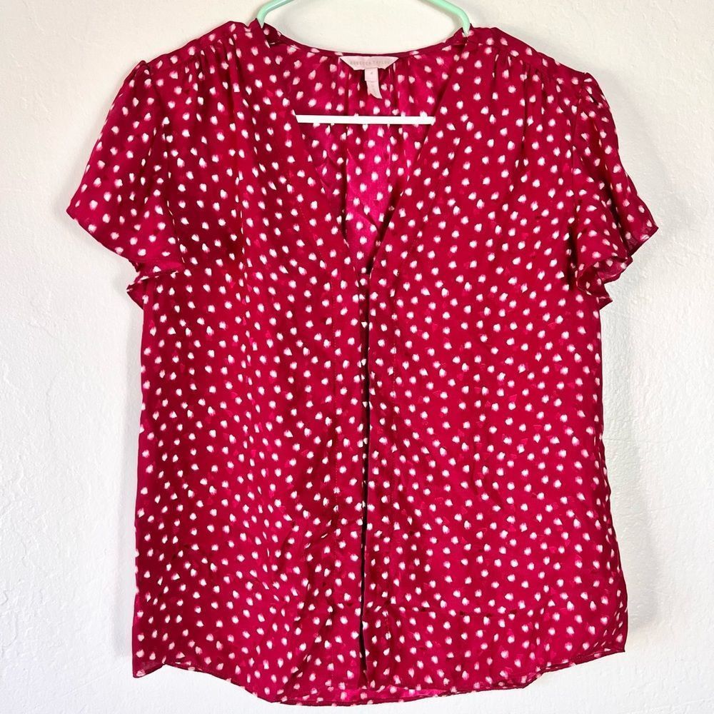 Rebecca Taylor Heart Prink Silk Blouse Size 4